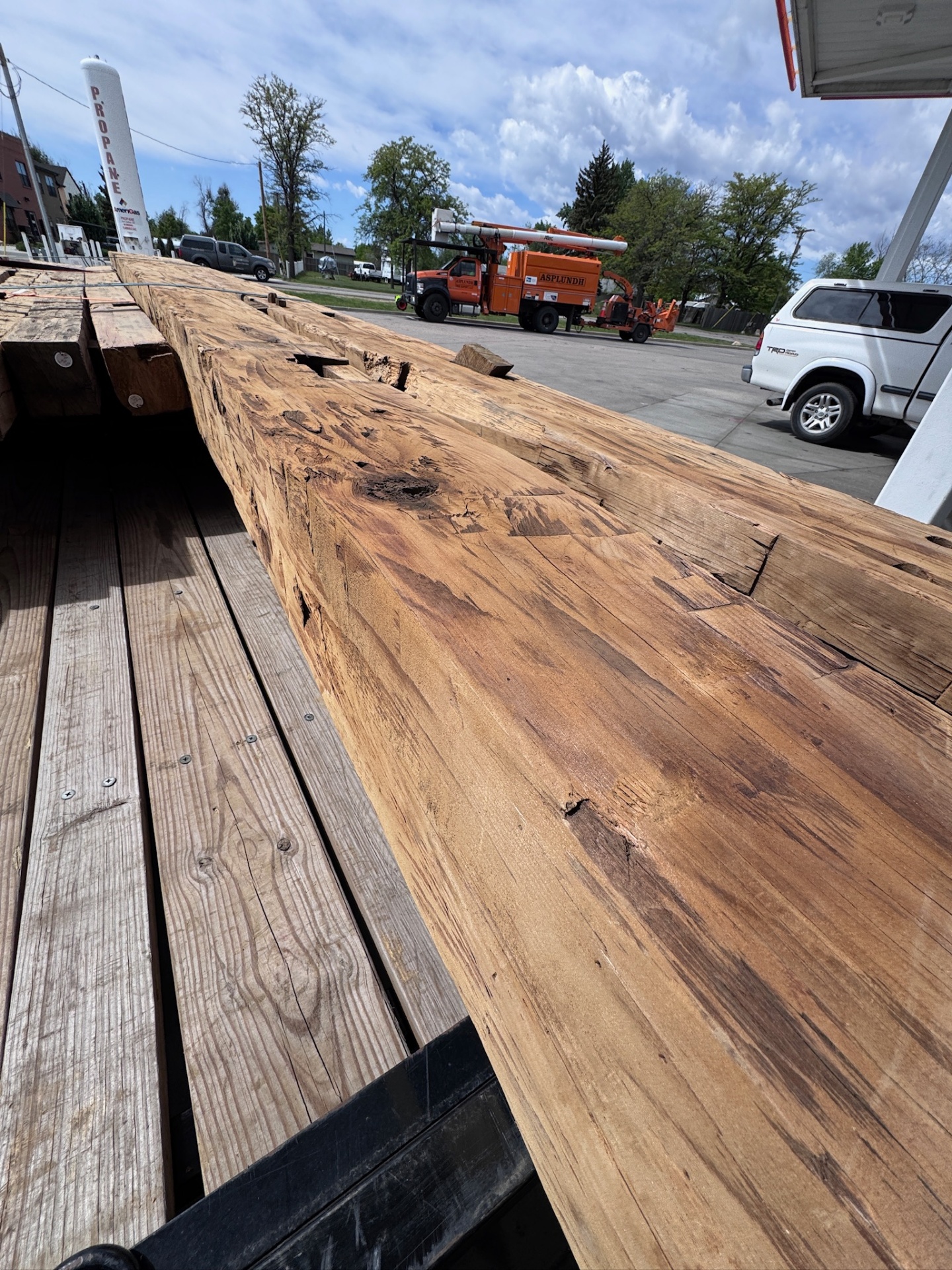 Reclaimed beam showing tight grain and patina
